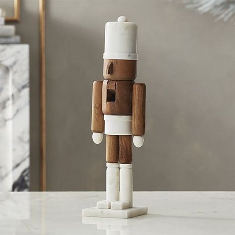 12 Modern Nutcrackers That Are Totally On Trend - Brit + Co Natal, Modern Nutcracker, Gold Tree Skirt, Diy Nutcracker, Contemporary Holiday Decor, Silver Tree Topper, Wood Nutcracker, Nutcracker Figures, Modern Holiday Decor