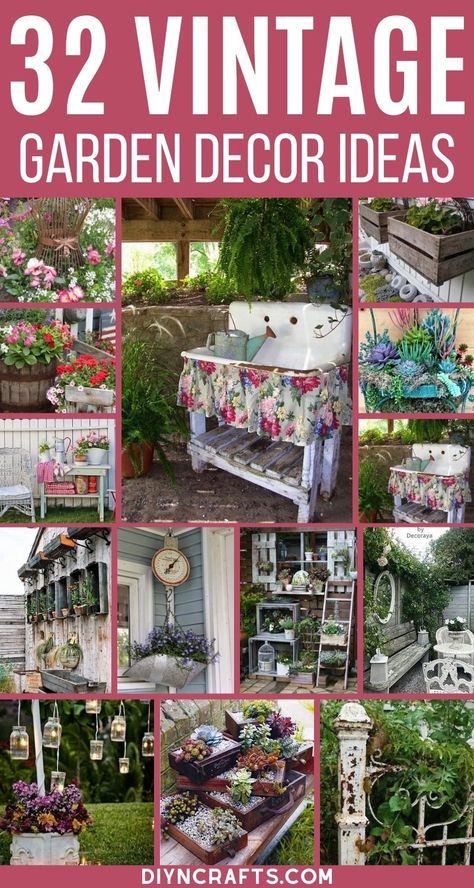 You will fall in love with each of these incredible vintage garden decor ideas! So many fun ways to use great antique finds in your garden! Turn your garden into a beautiful oasis using these amazing vintage and rustic garden decorations. #Garden #Gardening #GardenDecor #GardenIdeas #Vintage #VintageGarden #Landscape Yard Art Crafts, Creative Garden Decor, Lawn Art, Antique Finds, Garden Junk, Garden Decor Projects, Garden Decor Ideas, Vintage Garden Decor, Decoration Plante