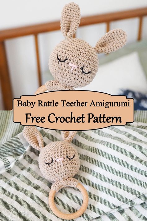 Baby Rattle Teether Amigurumi Amigurumi Patterns, Teether Pattern, One Is Fun, Fluffy Bunnies, Crochet Baby Rattle, Bunny Teether, Crochet Rattle, Make Some Noise, Baby Toys Rattles