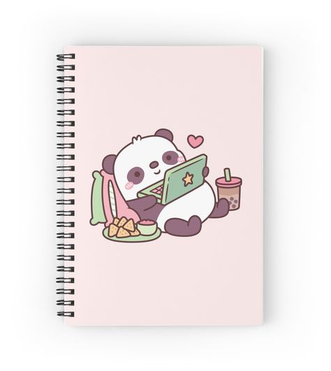 Binder Covers, Panda Notebook, Panda Room, Cute Binder Covers, Watching Anime, Bubble Milk Tea, Diary Covers, Spiral Notebooks, Cute Panda
