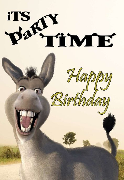 Donkey Shrek, Shrek Birthday, Free Birthday Cards, Funny Birthday Message, Shrek Donkey, Happy Birthday Funny Humorous, Printable Birthday Cards, Happy Birthday Princess, Happy 13th Birthday