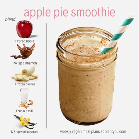 Fall Smoothies Recipes, Carleigh Bodrug, Fall Smoothies, Plant Based Smoothies, Workout Smoothie Recipes, Apple Pie Smoothie, Vegan Smoothie Recipes, Resep Smoothie, Workout Smoothie