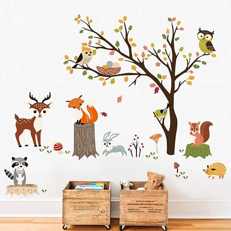 Woodland Wall Decals, Playroom Mural, Woodland Stickers, Baby Nursery Wall Decor, Baby Wall Decor, Star Wall Decals, Woodland Wall, Playroom Wall Decor, Kids Room Wall Decals