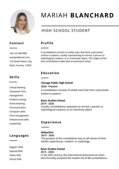 Highschool Resume Example, Resume As A Student, Resume Examples For College Students, Cv For College Students, Resume Lesson Plans High Schools, Resume For Students High Schools, Resume For Ojt Students, Cv For High School Students, Student Resume Template No Experience