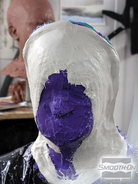 Step 6: Applying Plaster Bandages | How to Make a Full Head Mold with Body Double® Full Body Cast, Body Casting, Special Effects Makeup Artist, Chicken Wire Crafts, Bald Cap, Silicone Rubber Mold, Body Cast, Face Mold, Special Effects Makeup