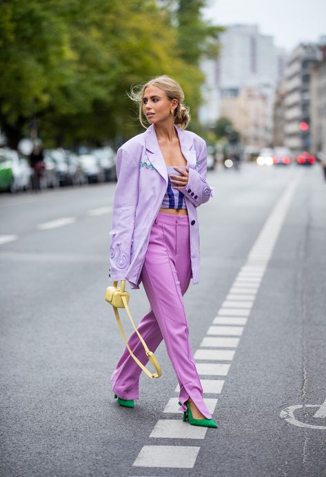20 Monochrome Outfits to Wear Right Now | InStyle Monochrome Outfit Summer, Monochrome Outfit Aesthetic, Pastel Outfit Ideas, Monochrome Outfit Ideas, Cute Pastel Outfits, Trending In 2023, Monochrome Outfits, Skirt Inspiration, Monochromatic Fashion