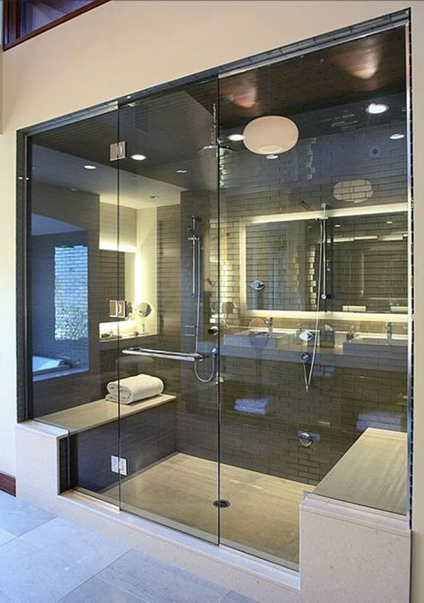 The most important part of any kind of modern design compact bathrooms is a solution to save the bulk of the space available-minimum facilities. At the same time, the standard bath elongated rectangular or oval Drømme Bad, Decor Baie, Compact Bathroom, Bathroom Design Trends, Luxury Shower, Steam Showers Bathroom, Bathroom Remodel Shower, Hus Inspiration, Bad Design