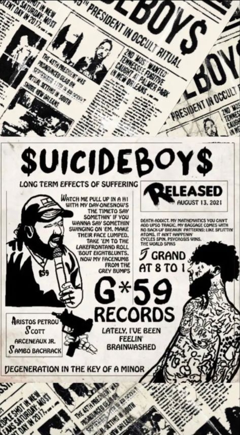 Uicideboy Wallpaper, Grunge Posters, $b Wallpaper, Boys Posters, Emo Wallpaper, Bedroom Wall Collage, Music Poster Design, Rap Wallpaper, Band Wallpapers