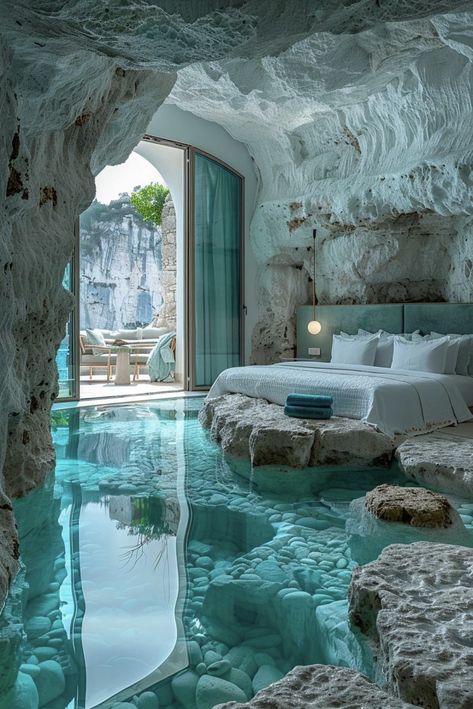 Crazy Houses Interior, Mermaid House Aesthetic, Unrealistic Things I Want In My House, Modern House Ideas Interior, House Under Water, Inside House Ideas, Future Home Aesthetic, Unrealistic Places, Decoration House Ideas