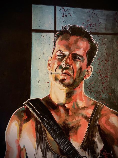 Die Hard’s John McClane | Art by Joel Tesch Art, Die Hard 1988, John Mcclane, Die Hard, Male Sketch, Film