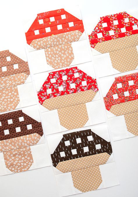 Patchwork, Fall Quilt Block Patterns, Mushroom Quilt, Fall Quilt Patterns, Fall Quilt, Mini Quilt Patterns, Fall Sewing, Cute Quilts, Fall Quilts