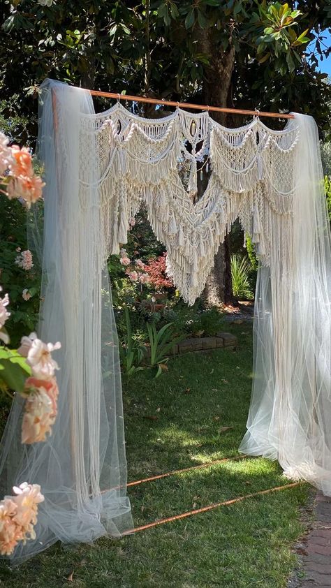 Bohemian Macrame Wedding Backdrop | Macrame wedding backdrop, Wedding backdrop, Macrame wedding Wedding Macrame Backdrop, Arch Backdrop Wedding, Wedding Wall Hanging, Bohemian Wedding Backdrop, Wall Arch, Wedding Macrame, Macrame Wedding Backdrop, Bohemian Decoration, Bohemian Macrame