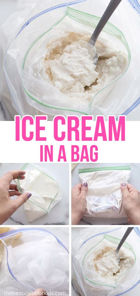 Ice Cream In A Bag, Icecream In A Bag, Easy Homemade Ice Cream, Making Homemade Ice Cream, Child Education, Diy Ice Cream, Cream Bags, Summer Preschool, Easy Ice Cream