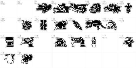 101! Aztec SymbolZ Windows font - free for Personal Symbol For Loyalty, Aztec Symbols, Loyalty Symbol, Character Map, Font Free, American Indians