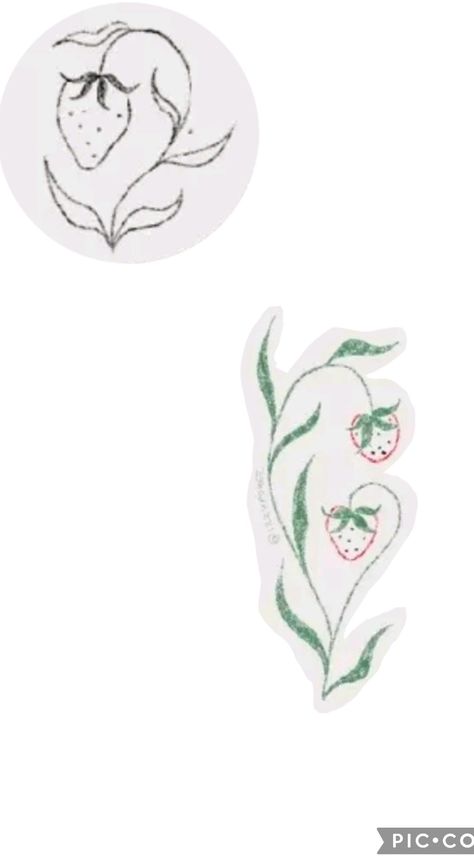 NOT MY ART! these are 2 dainty strawberry plant tattoo ideas I saw that really inspire me 🍓✨️ Patchwork, Strawberry Tattoo Drawing, Abstract Strawberry Tattoo, Strawberry Simple Tattoo, Strawberry Bunch Tattoo, Strawberry Basket Tattoo, Strawberry Tattoo Behind Ear, Wild Strawberry Tattoo Black And White, Strawberry Fairy Tattoo