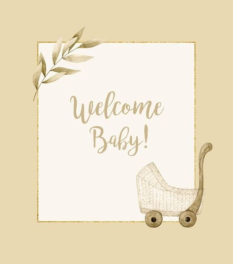 Photo watercolor illustration card welco... | Premium Photo #Freepik #photo #vintage-baby #new-born-card #birth-card #baby-border Baby Born Card, Newborn Baby Quotes, Baby Birth Cards, Birth Cards, Baby Frame, 3d Hand, Drawing Clipart, Baby Birth Announcement, Baby Card