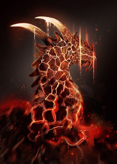 Fire Fantasy Creatures, Lava Dragon Art, Dragons Breathing Fire, Fire Dragon Art, Fire Creature, Fire Kingdom, Lava Dragon, Fantasy Vibes, Dnd Creatures