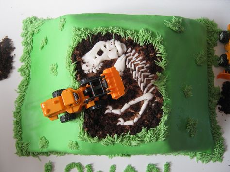 Dinos and diggers | by Cake Maniac Leo Cake, Digger Party, Digger Cake, 4 Birthday, Birthday Boys, Dinosaur Cake, Baby Q, Dino Birthday, Construction Party