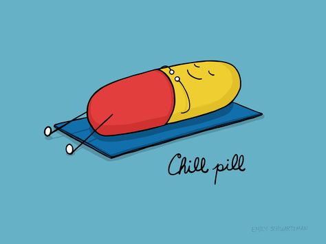 Chill pill Art Print, part of my series of cute, punny doodles. Visual pun. Humour, Work Puns, Art Puns, Funny Food Puns, Punny Puns, Visual Puns, Weird Drawings, Yoga Books, Puns Jokes