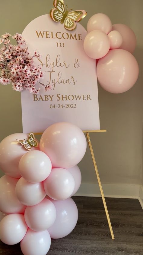 Girl Babyshower Decoration Ideas, Babyshower Ideas Baby Girl, Babyshower Decoration Ideas Girl, Girl Babyshower Decor, Baby Girl Babyshowers Themes, Butterfly Flower Baby Shower Ideas, Baby Girl Baby Shower Theme Ideas, Baby Shower Theme Butterfly, Baby Shower Ideas Baby Girl