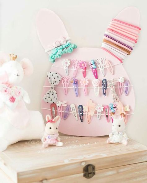 Bunny Hair Clip Organizer Bow Holder Ideas, Diy Bow Holder, Diy Para A Casa, Bow Display, Clip Board, Dekor Diy, Kids Rooms Diy, Hair Bow Holder, Diy Bricolage