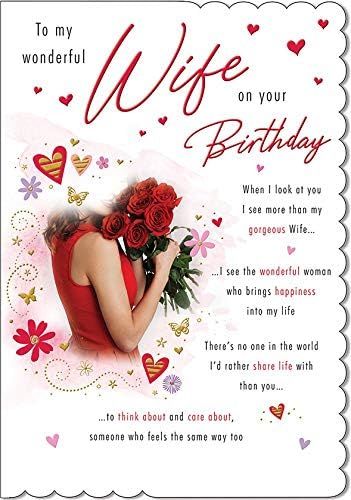 Faccito Wife Birthday Gifts from Husband Happy Birthday to My Wife Card Greeting Card Nice Words Anniversary Card with White Envelope I Love You Wife Keychain Set for Her Women : Amazon.co.uk: Stationery & Office Supplies