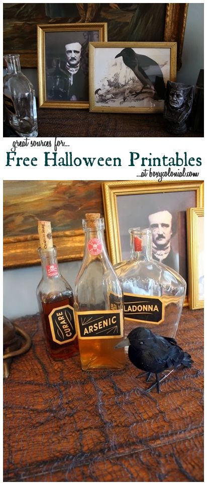 Great sources for free printables for Halloween Edgar Allan Poe Halloween Decor, Edgar Allen Poe Halloween Party, Edgar Allen Poe Trunk Or Treat, Edgar Allen Poe Printables, Edgar Allen Poe Decor Halloween Party, Edgar Allen Poe Crafts, Free Edgar Allen Poe Printables, Edgar Allan Poe Party, Edgar Allen Poe Free Printable