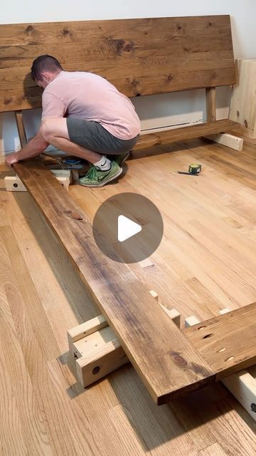 John Dolechek on Instagram: "building a new bed frame for my lovely wife and getting better sleep with @sweetnightsleep, use JOHN15% for #bettersleep  #OnlySweetNight #PrimeMattress #sweetnightpartner #SweetNightSleep #bestmattress #DIYBedFrame #BedFrameBuild #HandmadeBed #DIYFurniture #Woodworking #DIYProject #HomeImprovement #BedroomDIY #WoodenBedFrame #CreativeDIY #BudgetFriendlyDIY #CustomBedFrame #BuildYourOwnBed #DIYHomeDecor #SustainableLiving #UpcycledFurniture #RusticBedFrame #ModernBedDesign #homereno #DIYFurnitureForHer #HandcraftedGift #WoodworkingForHer #CustomFurniture #HomeDecorDIY" Wooden Platform Bed Frame Diy, Platform Bed Diy King, Easy Diy Twin Bed Frame, Wooden Bed Diy, Diy Wood Bed Frame, Diy Wooden Bed Frame, Simple Diy Bed Frame, Diy Full Size Bed Frame, Diy Bed Frame With Storage