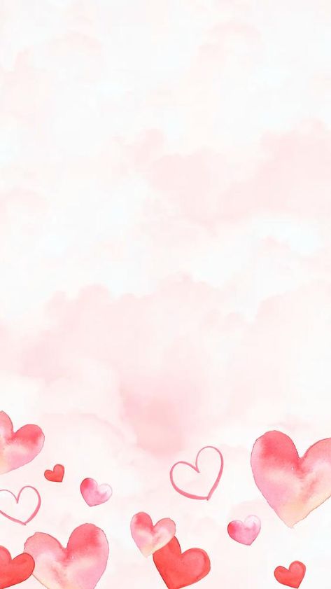 Pink clouds iPhone wallpaper, watercolor hearts border background | premium image by rawpixel.com / Aew Pink Valentine Background, Valentine Background Design Aesthetic, Watercolor Hearts Wallpaper, Love Frame Photo, Aesthetic Background With Border, Heart Background Landscape, Heart Border Aesthetic, Pink Heart Background Wallpapers, San Valentin Background