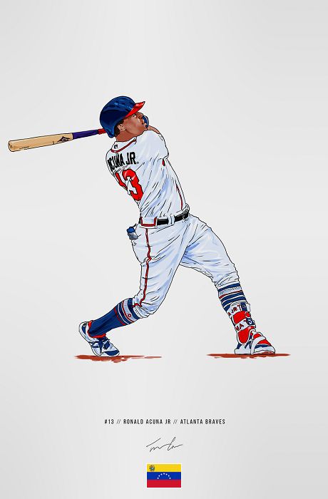 Atlanta Braves Tattoo, Drippy Wallpapers, Atlanta Falcons Art, Mlb Baseball Players, Baseball Tattoo, Sports Artwork, Baseball Drawings, Baseball Tattoos, Ronald Acuna Jr