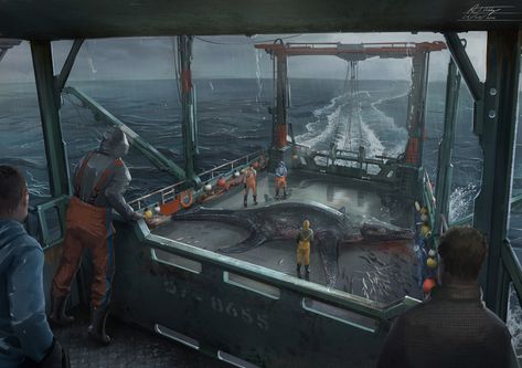 ArtStation - Hauled up Sea Beasts, Anthony Hutchings Sea Beast, Wild Park, Prehistoric Animals Dinosaurs, Jurassic World Dominion, Opening Scene, Jurrasic Park, Ark Survival Evolved, Sea Monster, Prehistoric Art