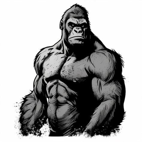 Cartoon Gorilla Drawing, Gorilla Drawing Sketches, Gorilla Reference, Gorilla Sketch, Gorilla Illustration, Gorilla Logo, Gorilla Art, Gorillas Art, King Kong Art