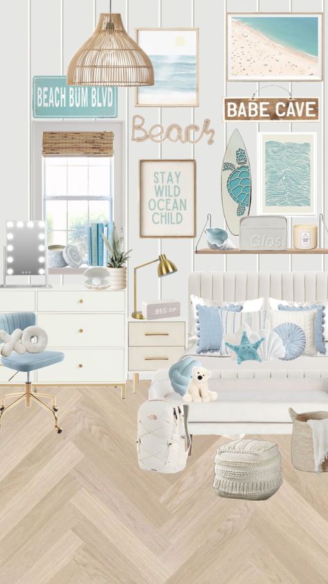 Beachy bedroom inspo🌊🩵 #bedroom #bedroominspo #bedroomideas #beachgirl #beach #beachaesthetic #beachbedroom #preppy #cleangirl #fyp #homedecor #aesthetic #blue #roominspo Coastal Room Decor, Costal Bedroom, Surf Room Decor, Gym Pants Women, Ocean Room Decor, Beachy Room Decor, Beach Room Decor, Beachy Bedroom, Surf Room