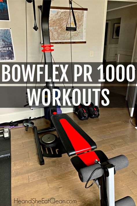 Use these workouts (with video!) to make the most of your time on the Bowflex PR 1000 Home Gym #homegym #fitness #exercise #heandsheeatclean #workout Boflex Workouts, Bowflex Workout Plan, Bowflex Workout Routine, Bowflex Blaze, Bowflex Max Trainer, Bowflex Workout, 12 Week Workout, Workout List, Workout Plan For Beginners