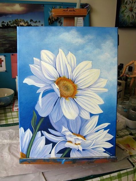 paintings of daisy flowers | Art by Serena Lewis: Coming Up Daisies Text Structures, Building Japanese, Toddler Dinners, Bow Tattoos, Lukisan Lanskap, Sicilian Food, Tattoo Wolf, Martin Guitars, Portuguese Desserts