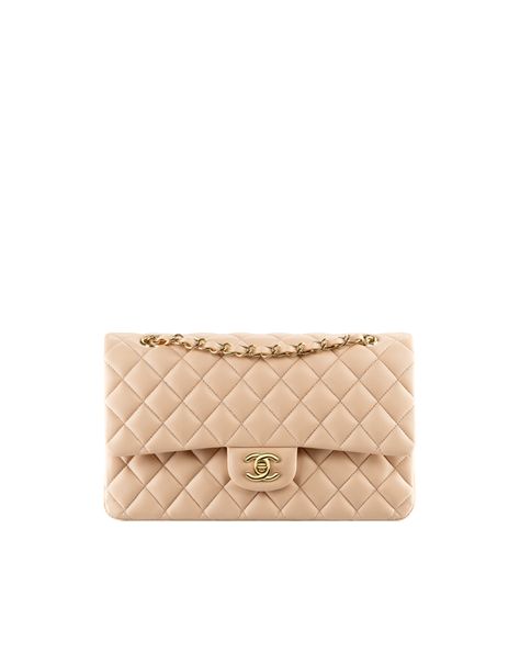 Classic flap bag in quilted... - CHANEL Chanel Classic Flap Beige, Chanel 2015, Chanel Classic Flap Bag, Beige Purses, Latest Handbags, Handbags Black, Mode Chanel, Chanel Flap Bag, Beige Bag