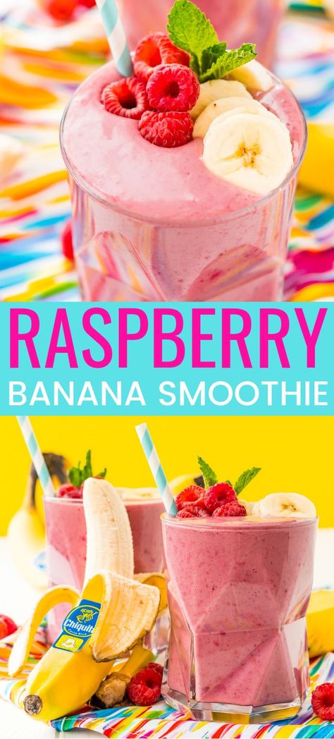 Ribe, Oat Milk Yogurt, Raspberry Smoothie Recipes, Raspberry Banana Smoothie, Recipes Tuna, Yogurt And Honey, Banana Smoothies, Raspberry Banana, Recipes Mediterranean