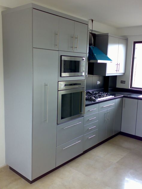 Kitchen with Pantry, Built-in Oven,Microwave and CookTop Oven Space In Kitchen, Built In Oven Cabinet Ideas, Kitchen Built In Oven And Microwave, Small Kitchen Built In Cupboards, Small Kitchen With Built In Oven, Fitted Oven Kitchen Ideas, Oven Area In Kitchen, In Built Microwave, Oven Ideas Kitchen