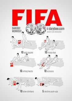 FIFA  Workout Football Workouts Training, Soccer Essentials, Football Workouts, Volleyball Tips, Soccer Star, Soccer Workouts, Tricep Dips, Push Up Challenge, Soccer Practice