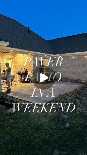 Caroline Liles (Guilbeau)🦋 on Instagram: "2 days of hardwork condensed into less than 60 seconds! 🤍  We’ve been wanting to extend our back patio since we bought this house almost 1 year. Thankful for my husband supporting all my highly ambitious DIY projects!   I can’t wait to get some furniture out here, plant flower beds, and invite some friends over to enjoy it all summer long! 🌳🐝🌞🌱  #DIYpaverpatio #DIYpatio #paverpatio #homeprojects #backyardupgrade" Patio Out Of Pavers, Brick Patio With Pergola, Backyard Landscaping Diy Budget, Patio Deck Ideas On A Budget, Diy Backyard Patio Pavers, Diy Cement Patio Ideas Backyards, Extending Back Patio, Extending Back Porch, Pavers To Extend Concrete Patio