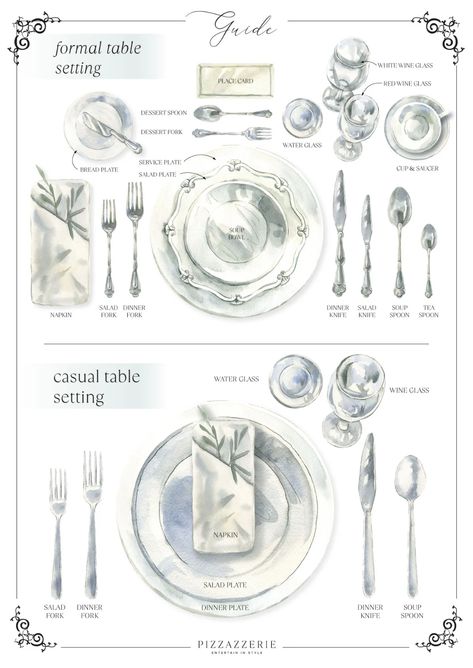 Fancy Table Decor, Mix Match Table Setting, Birthday Dinner Set Up Ideas, Dinner Table Decor Elegant, Dining Table Arrangements, Table Setting Diagram, Afternoon Tea Table Setting, Tea Table Setting, Table Setting Guide