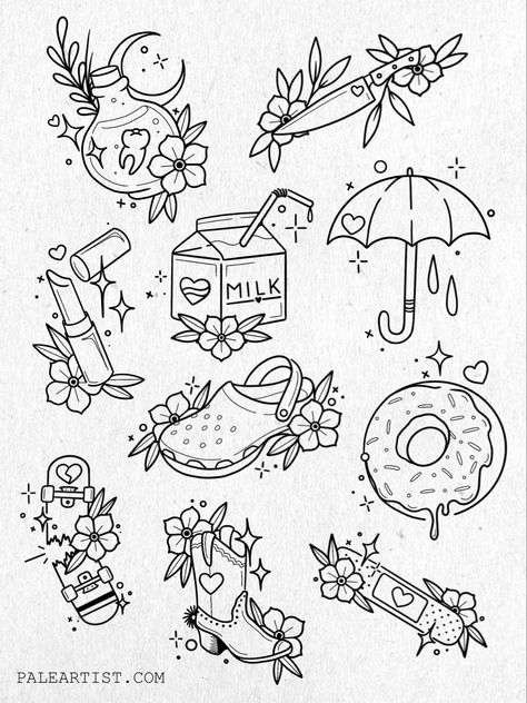 Flash Tattoos Tattoos In Memory, Tattoo Apprenticeship, Petit Tattoo, Vine Videos, Tattoo Flash Sheet, Flash Tattoo Designs, Tattoo Design Book, Spooky Tattoos, Doodle Tattoo