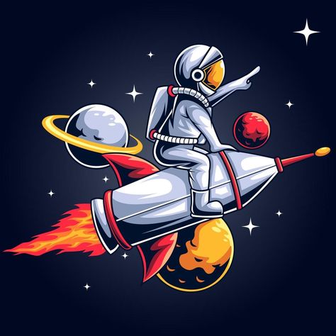 Astronaut Art Illustration, Astronaut Drawing, Astronaut Illustration, Seni Pop, Photoshop Logo, Rocket Design, Astronaut Wallpaper, Raster To Vector, Astronaut Art
