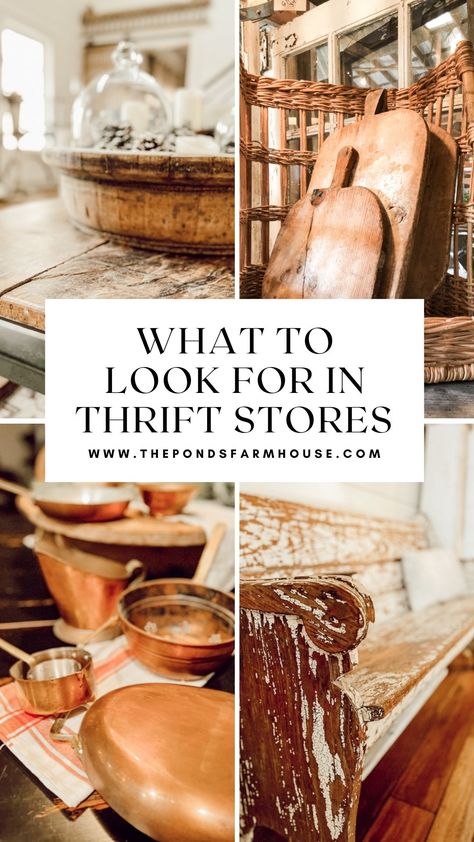 What to look for in Thrift Stores this year is a look at what's trending in Farmhouse and Country Chic style, as well as items that you always need to be looking for. #vintagedecor #thriftstorefinds #fleamarketfinds Upcycling, Thrift Store Apartment Decor, Thrift Gift Ideas, Farm Store Decor, Thrifted Apartment, Thrift Decor, Thrifted Finds, Vintage Booth, Thrift Store Upcycle