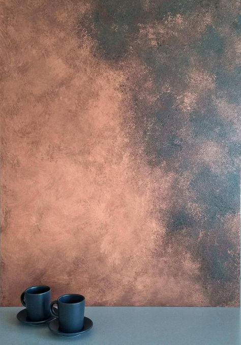 Kitchen Splashback Aged Copper Effect misty Blues - Etsy Industrial Workspace, Copper Kitchen Backsplash, Metallic Interior, Splash Backs, Copper And Grey, Tv Wand, Patina Copper, Kitchen Splashbacks, Polycarbonate Panels