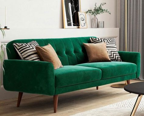 Got extra people staying over? If you want to keep your home stylish you might want to check out my 10 of the best midcentury modern sofa beds. Including this one. Retro Sofa Bed, Bed Orange, Velvet Sofa Bed, Modern Sofa Bed, Hero Image, 3 Seater Sofa Bed, Navy Colour, Casa Vintage, Mid Century Modern Sofa