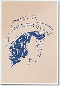 Vintage Blue Even Cowgirls Get The Blues Canvas Wall Art - Retro Western Cowgirl Posters Prints - Cute Preppy Cowgirl Wall Decor Paiting for Girls Bedroom 16x24in Unframed Cowgirl Wall Decor, Vintage Cowgirl Art, Cowgirl Drawing, Even Cowgirls Get The Blues, Cowgirls Get The Blues, Preppy Cowgirl, Cowgirl Poster, Retro Western, Western Cowgirls