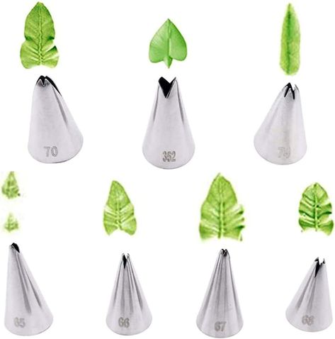 Amazon.com: Leaf Piping Tips, Hsxxf 7PCS Russian Piping Tips Stainless Steel Piping Tips Piping Nozzles Cake Piping Icing Nozzles Cake Decorating Tips Set for DIY Baking Tools (7PCS Leaf): Home & Kitchen Russian Icing Tips, Cake Piping Techniques, Frosting Flowers, Russian Piping Tips, Piping Nozzles, Icing Nozzles, Frosting Techniques, Icing Piping Nozzles, Cake Piping