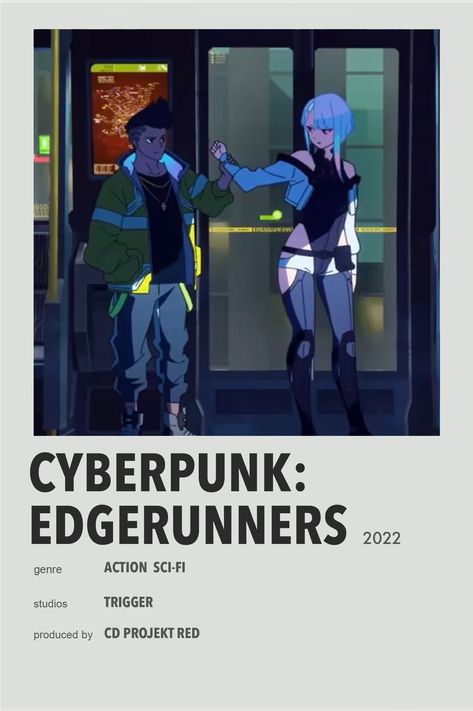 Sci Fi Anime Recommendations, Cyberpunk Edgerunners Poster, Anime Recs, All Out Anime, Genre Posters, Anime Cover, Sci Fi Anime, Cyberpunk Edgerunners, Polaroid Posters