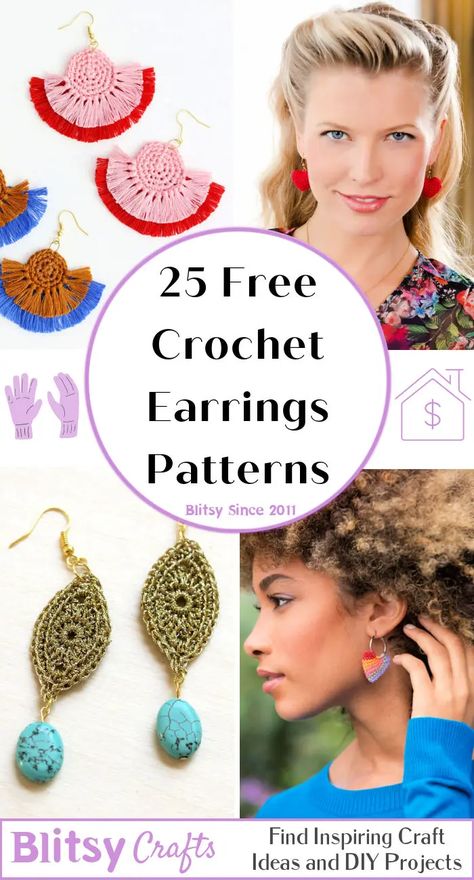 25 Free Crochet Earrings Pattern (PDF Patterns) Amigurumi Patterns, Crochet Earrings Free Pattern, Crochet Earring Patterns, Free Crochet Earrings, Fancy Crochet, Earrings 2023, Earrings Patterns, Earrings Pattern, Crochet Jewelry Patterns